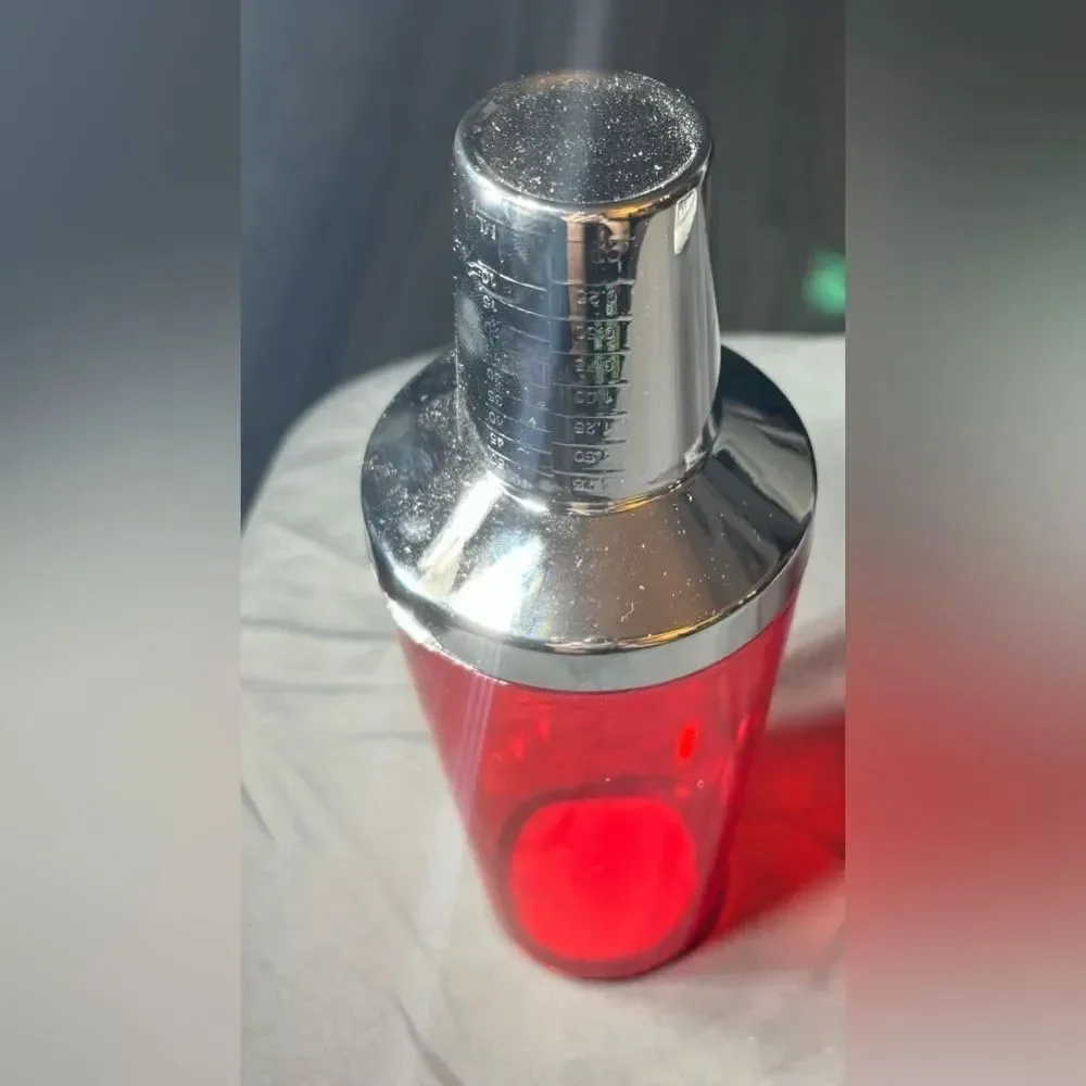 New Red Cocktail Shaker with Silver Lid - Home Kitchen Bar Mixer